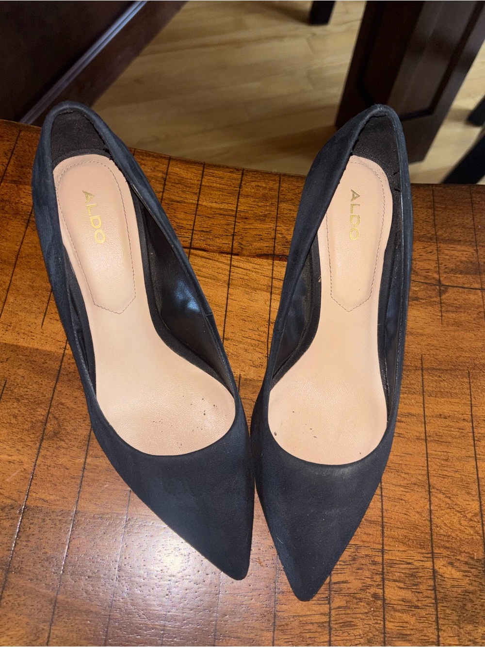 ALDO Black Pointed Toe Suede Heels